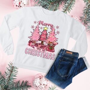 Merry Christmas Pink Tree Sweatshirt